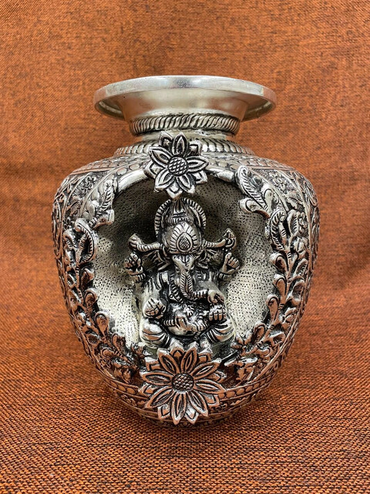 German silver Finely Hand Carved Ganesh Kalash