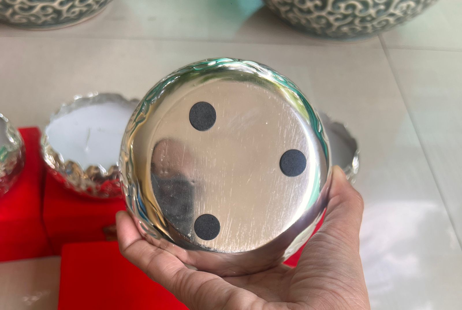 German Silver Set of 2 Pack with Velvet Box Candle for Home décor/Diwali/New Year