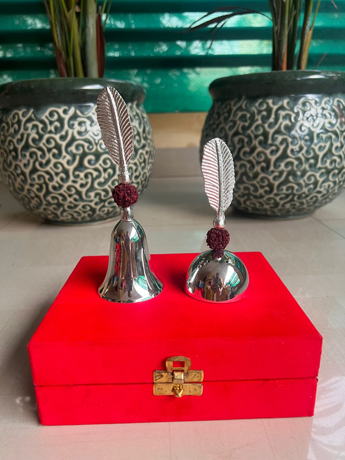 German Silver Leaf Bell and Leaf Incense Holder Combo.