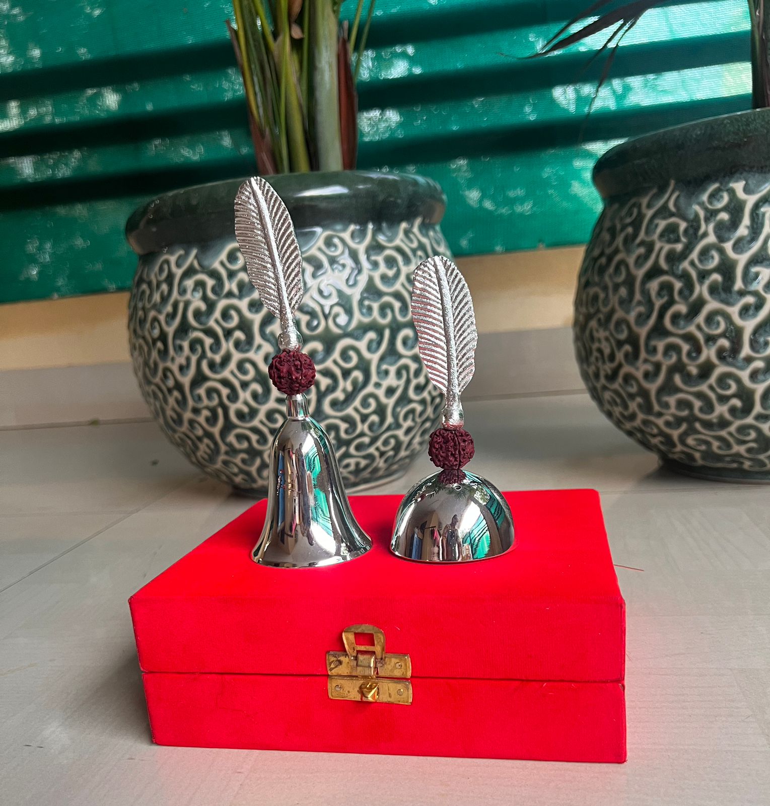 German Silver Leaf Bell and Leaf Incense Holder Combo.