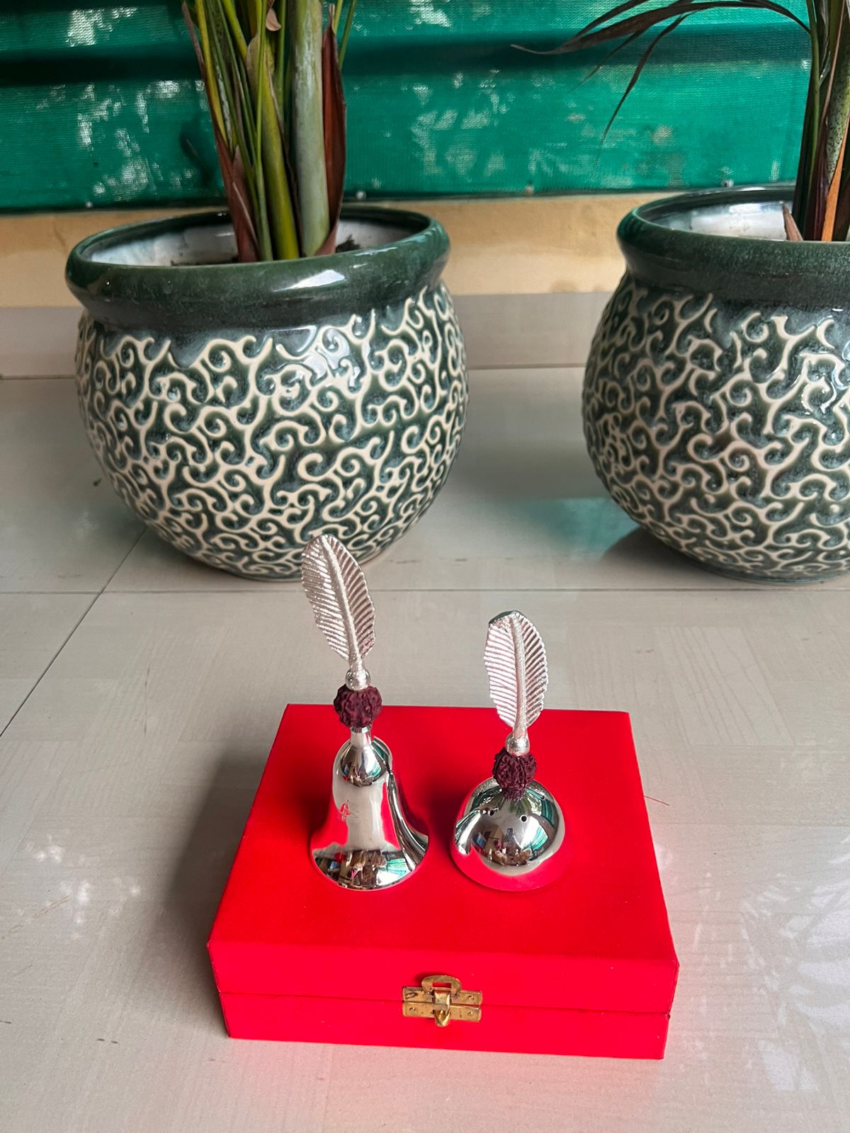 German Silver Leaf Bell and Leaf Incense Holder Combo.