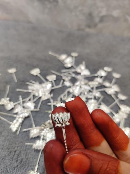 German Silver Set of 2 Packs Golden and Silver Washable 108 Lotus Kamala Flowers