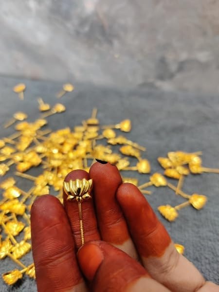 German Silver Set of 2 Packs Golden and Silver Washable 108 Lotus Kamala Flowers