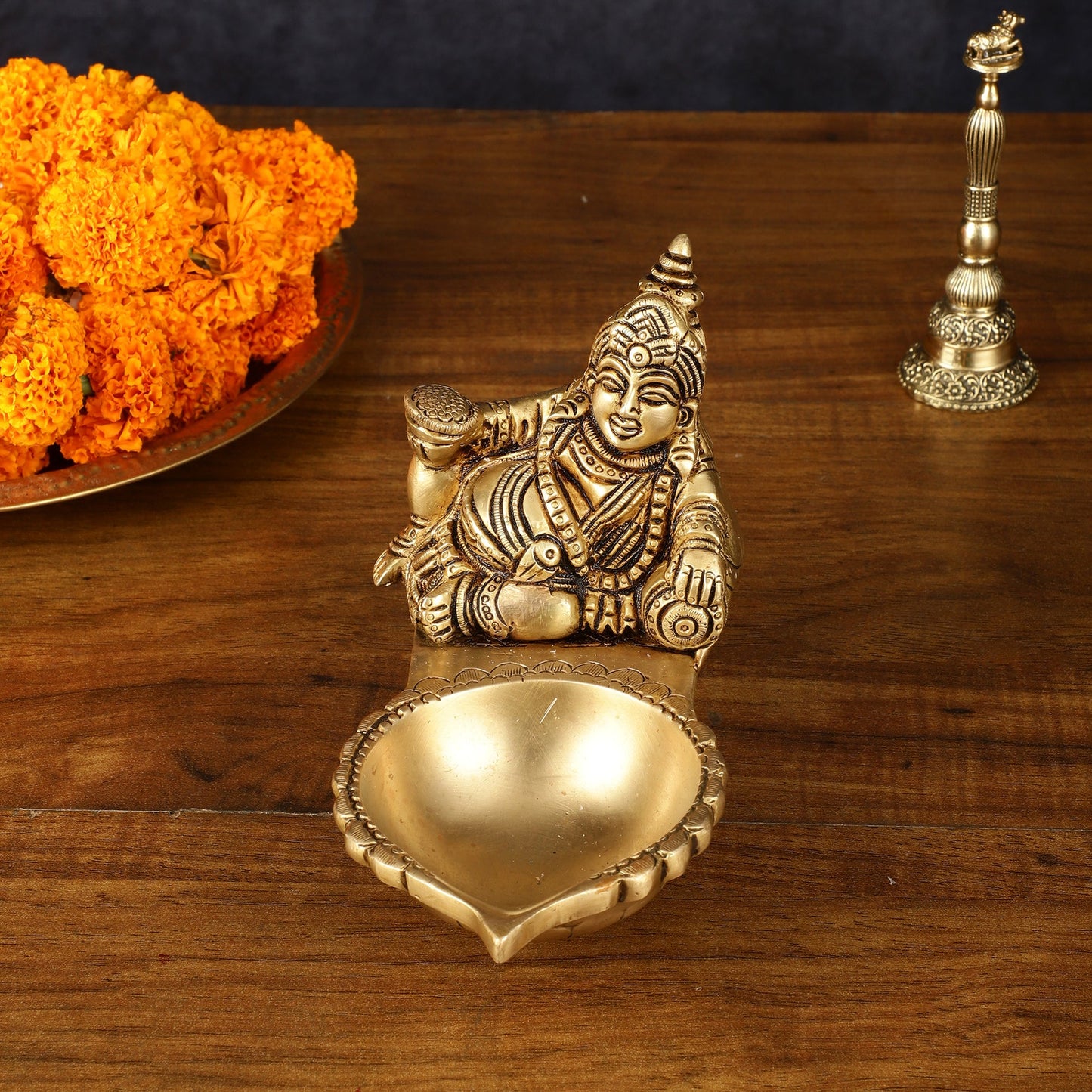 brass kuber oil diya lamp for home décor/ pooja