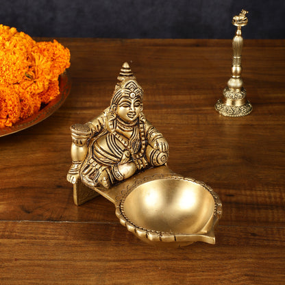 brass kuber oil diya lamp for home décor/ pooja