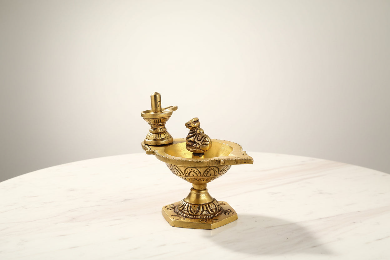 Brass Nandi Shivling Diya for Home Pooja/ décor/ Temple