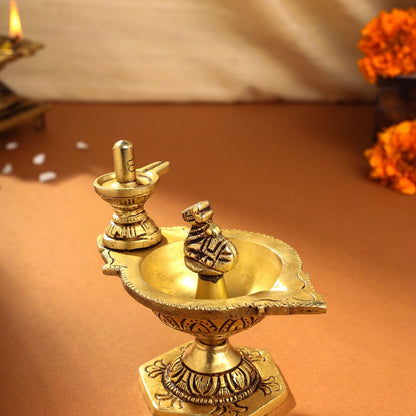 Brass Nandi Shivling Diya for home pooja/ décor/ temple