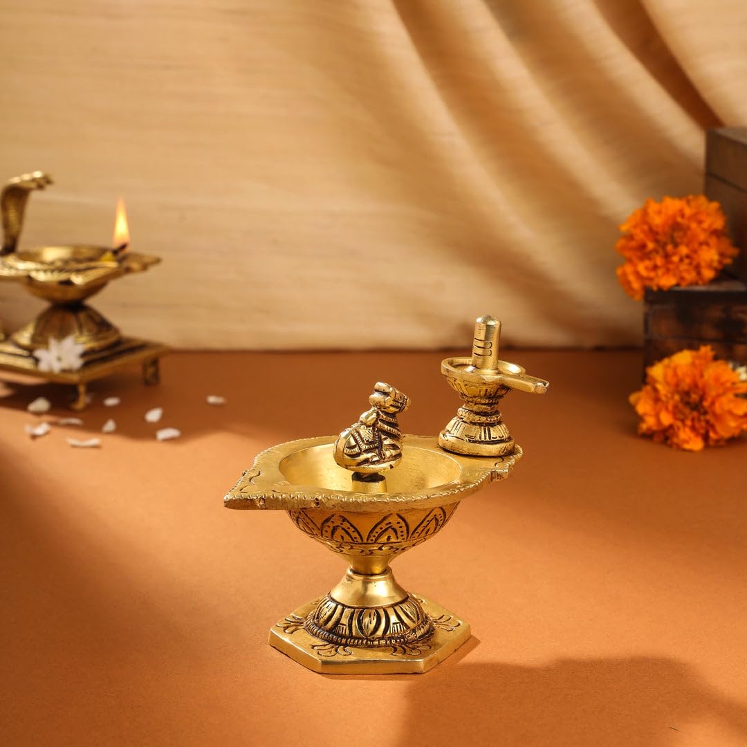 Brass Nandi Shivling Diya for Home Pooja/ décor/ Temple
