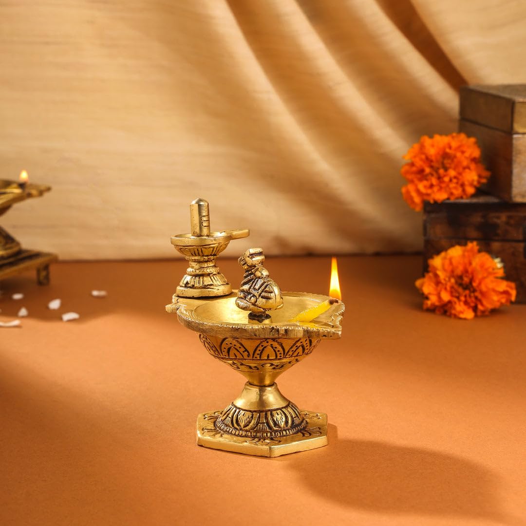 Brass Nandi Shivling Diya for home pooja/ décor/ temple