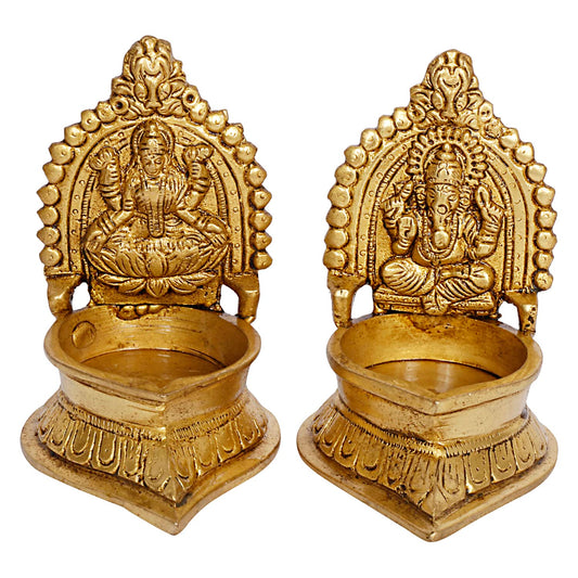 brass lakshmi ganesh pair diya for pooja/ diwali/ gift item