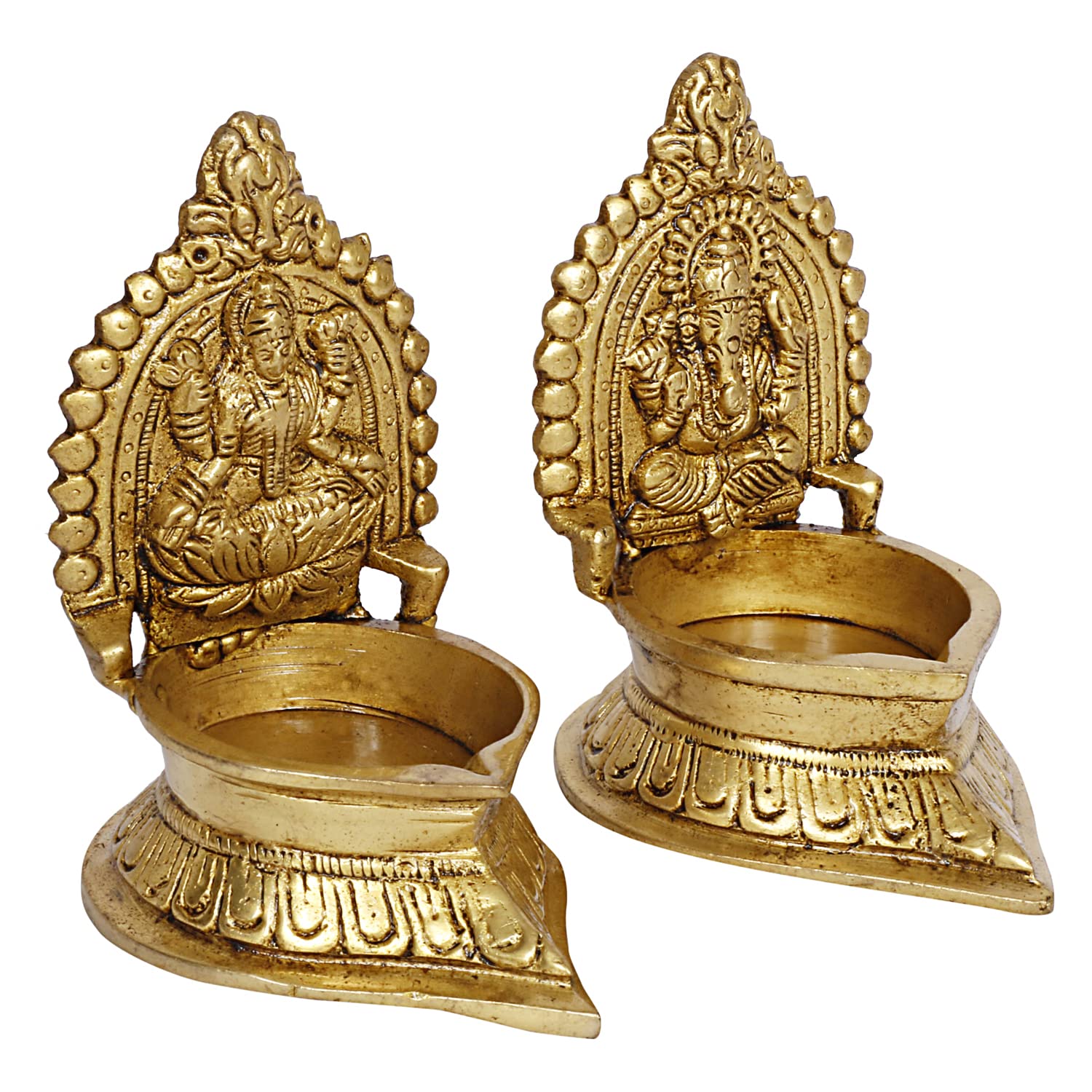 Brass Lakshmi Ganesh Pair Diya for Pooja/ Diwali/ Gift Item