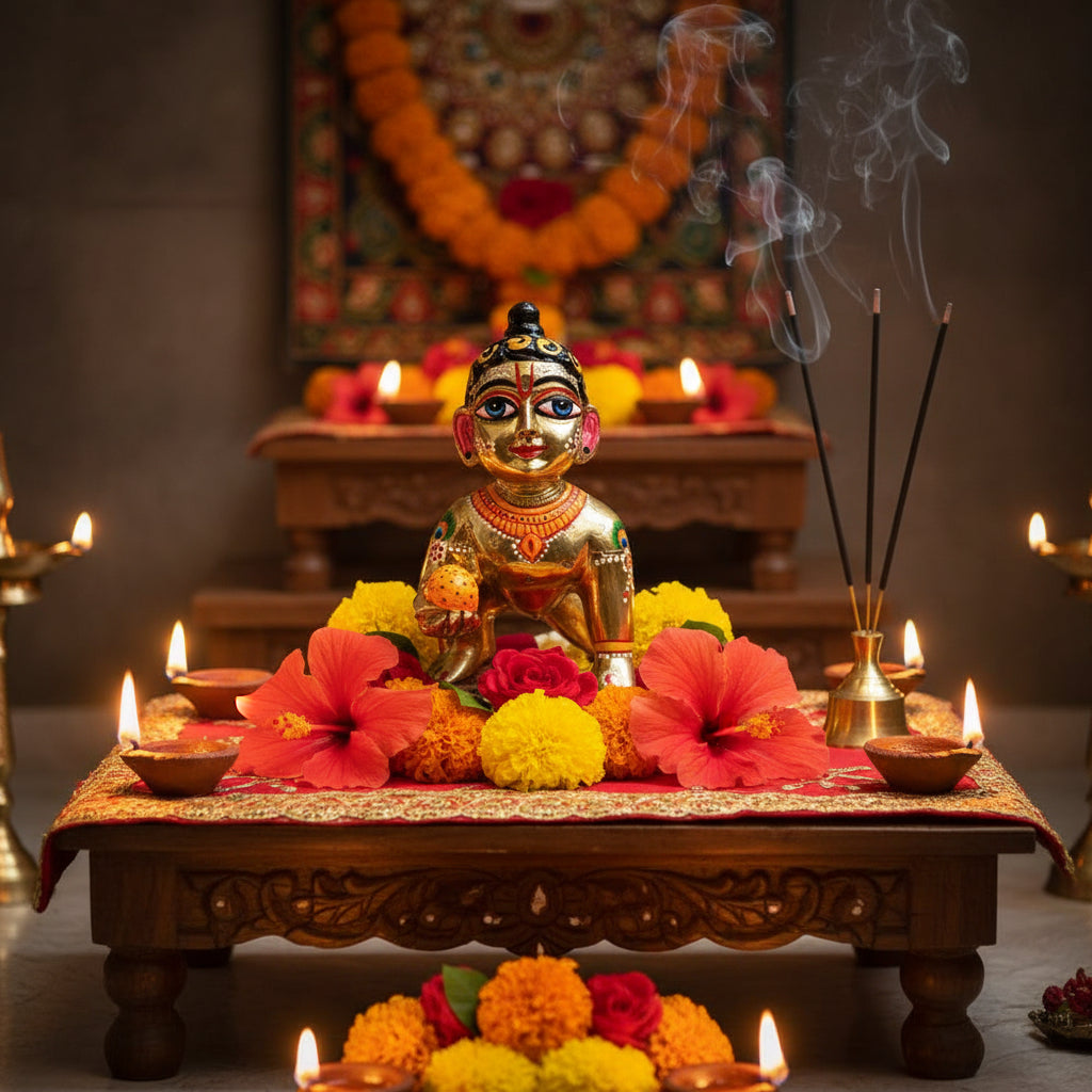 a Beautiful Brass Colorful Painted laddu Gopal/kahna/Krishan Idol for Home Decor/Temple/Office/Gift Item