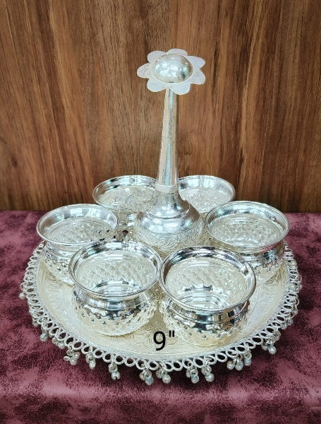 German silver pooja thali set/snacks platter/welcome plate