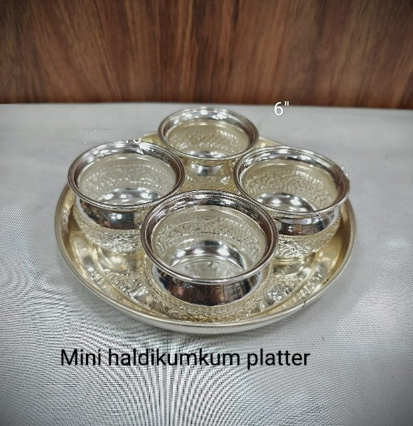 German Silver Tray with 4 Bowls Set