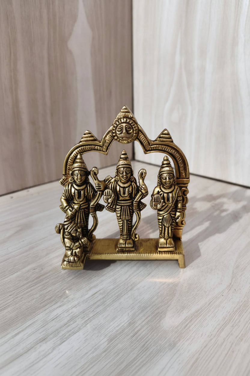Brass Ram Darbar Idol – Lord Ram, Sita, Lakshman & Hanuman – Divine Blessings, Protection
