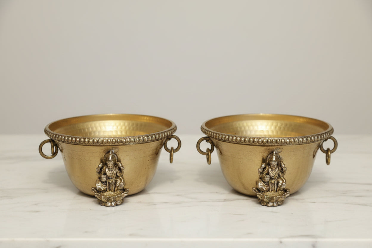 Brass Lakshmi Bowl Set of 2 – Traditional Pooja Prasadam & Sweets Serving