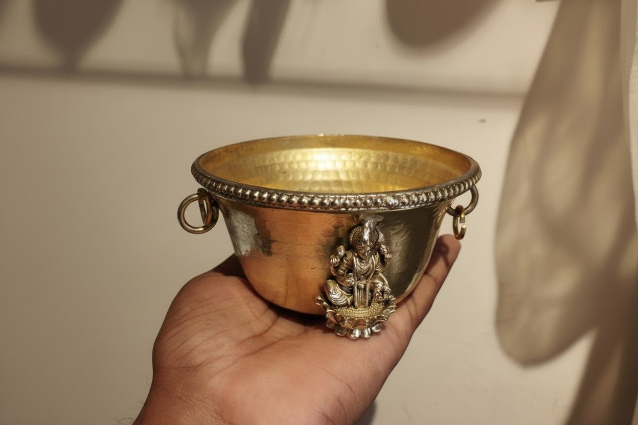 Brass Lakshmi Bowl Set of 2 – Traditional Pooja Prasadam & Sweets Serving
