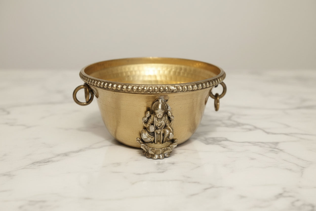 Brass Lakshmi Bowl Set of 2 – Traditional Pooja Prasadam & Sweets Serving