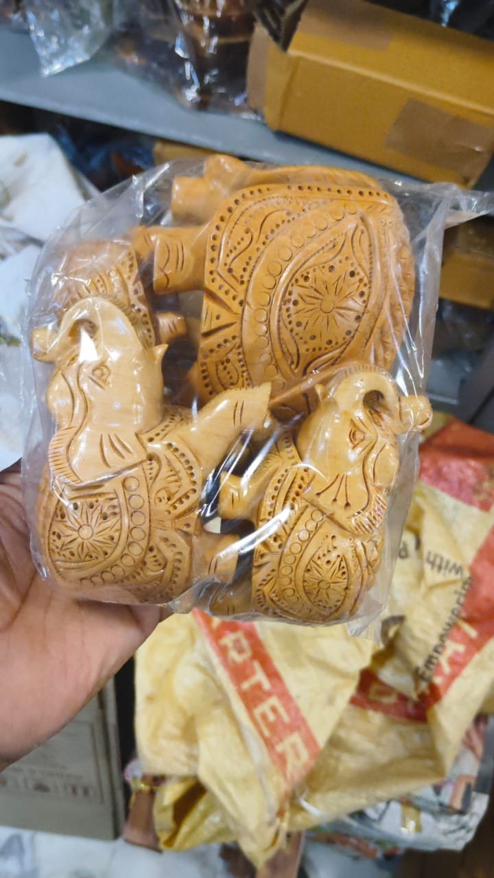 Handmade Wooden Elephant Set of 4 – Ethnic Home Décor for Prosperity, Strength & Elegance