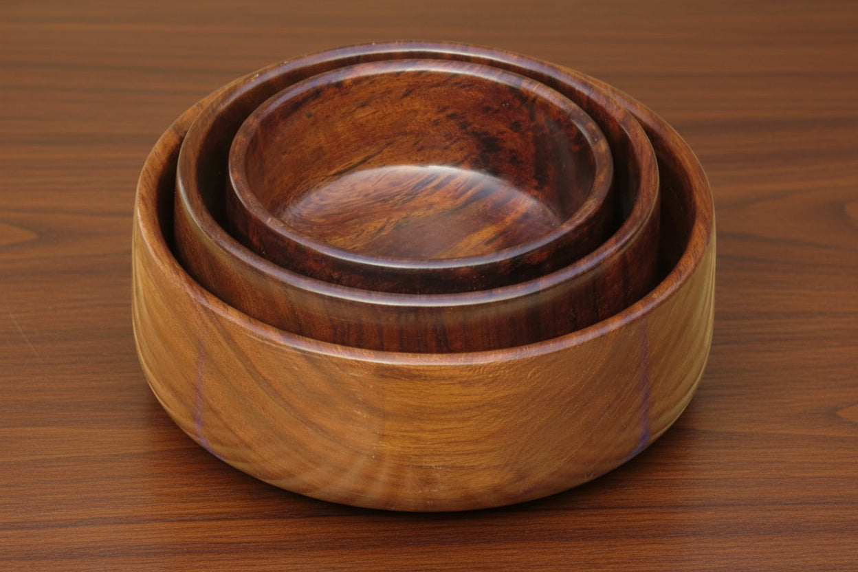 Handmade Wooden Bowl Set of 3 – Rustic Kitchen & Dining Décor for Serving, Snacks & Spices , big