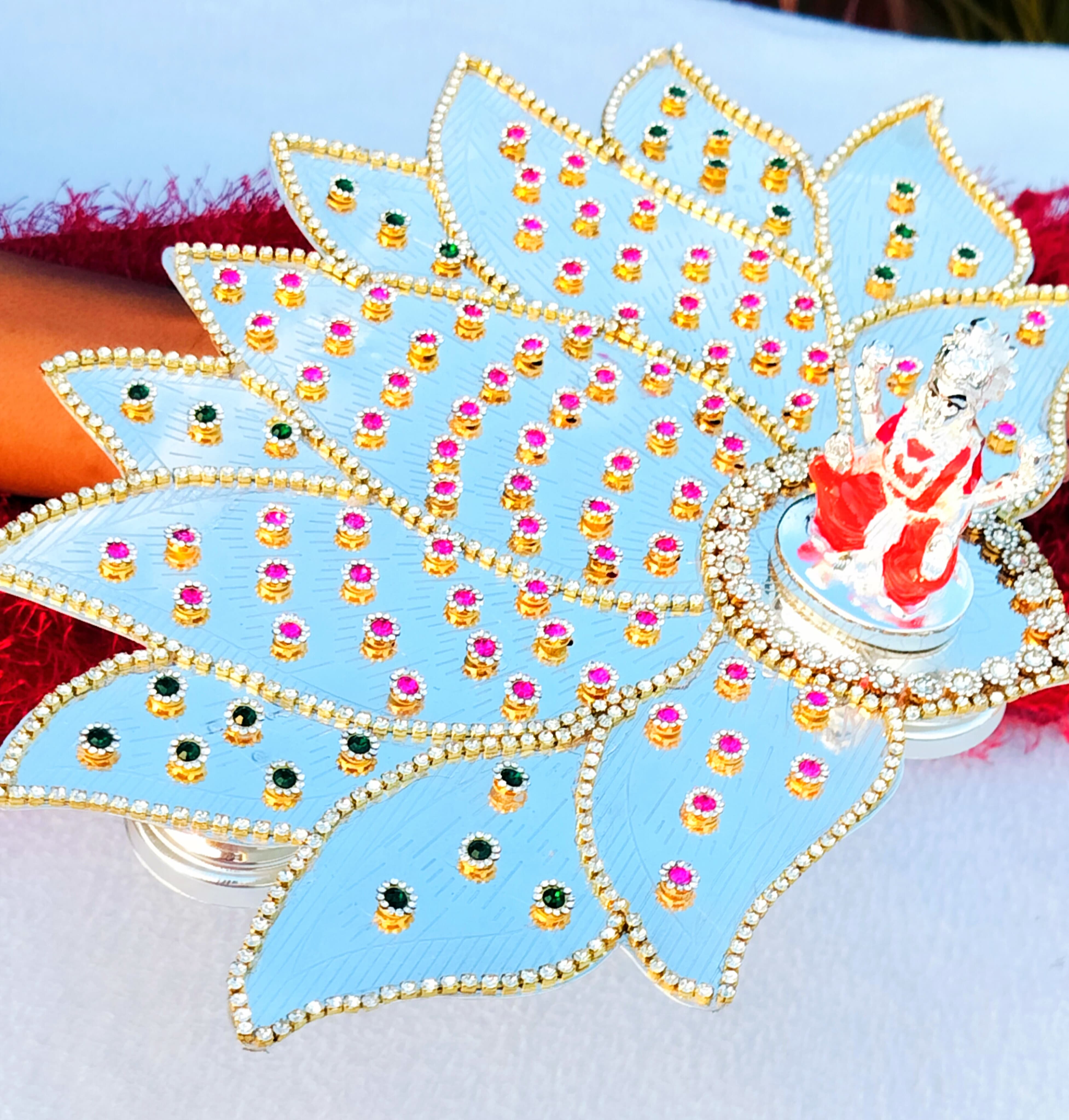 German silver lotus  Ashtotram stand with 108 flower and lakshmi idol