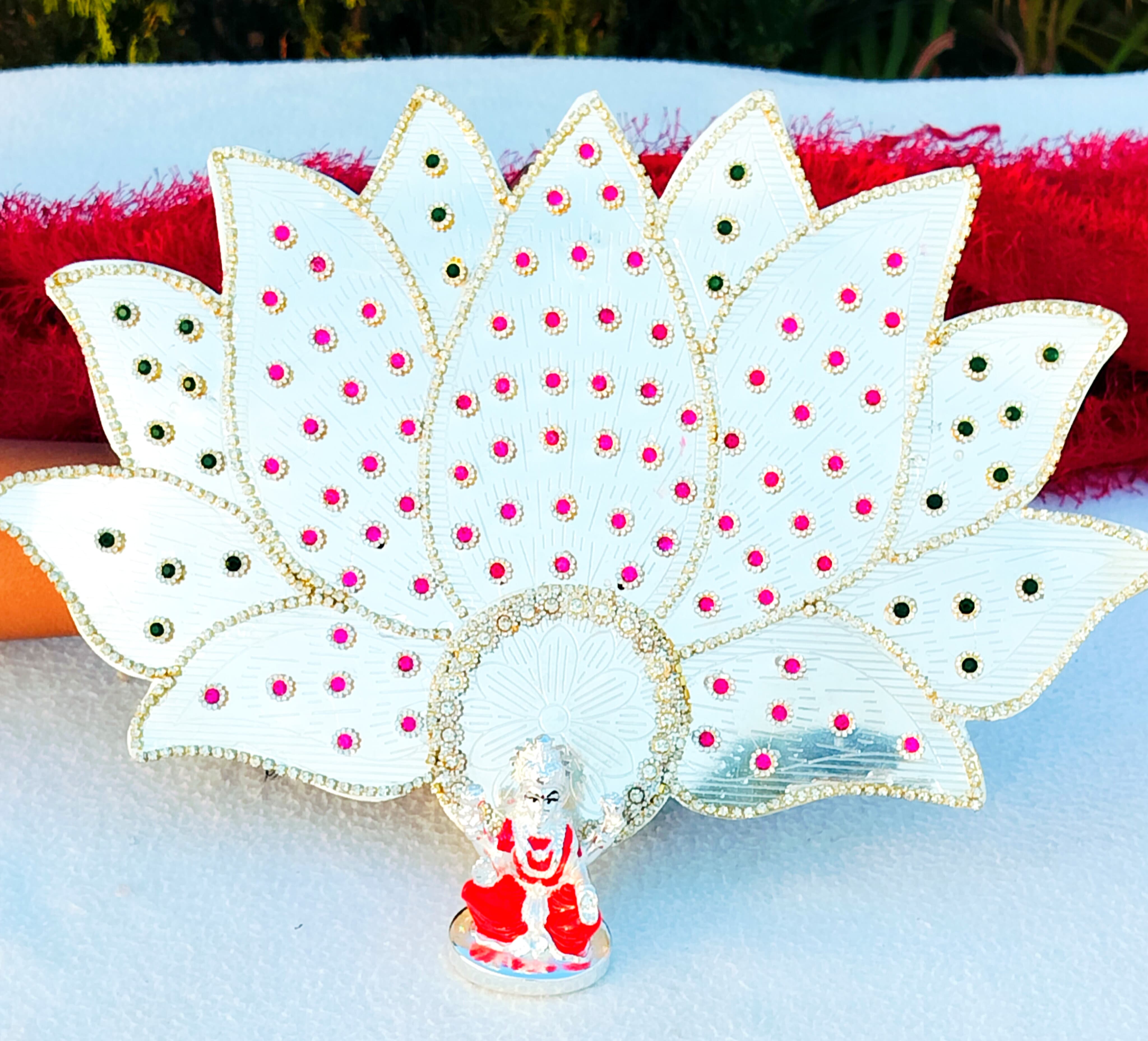 German silver lotus  Ashtotram stand with 108 flower and lakshmi idol