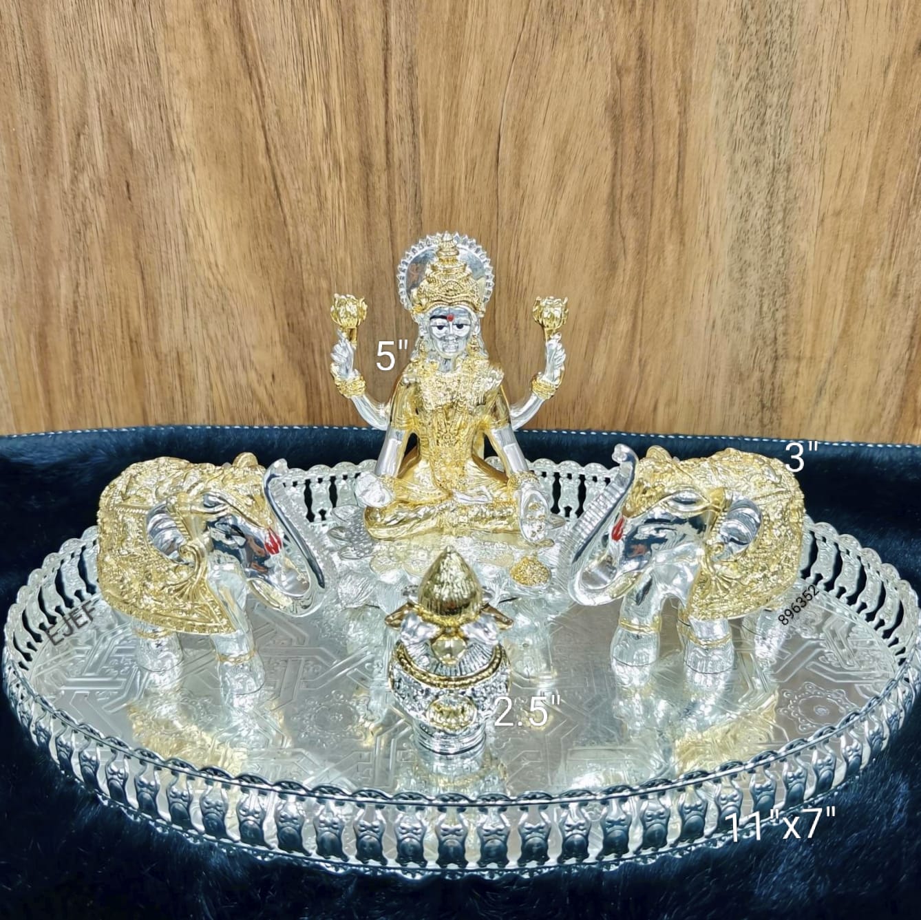 german silver pooja set of 5 pieces for diwali/ home décor/ gift item