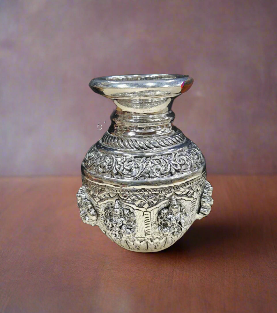 german silver astha lakshmi kalash for housewarming/ diwali pooja/ vara lakshmi pooja