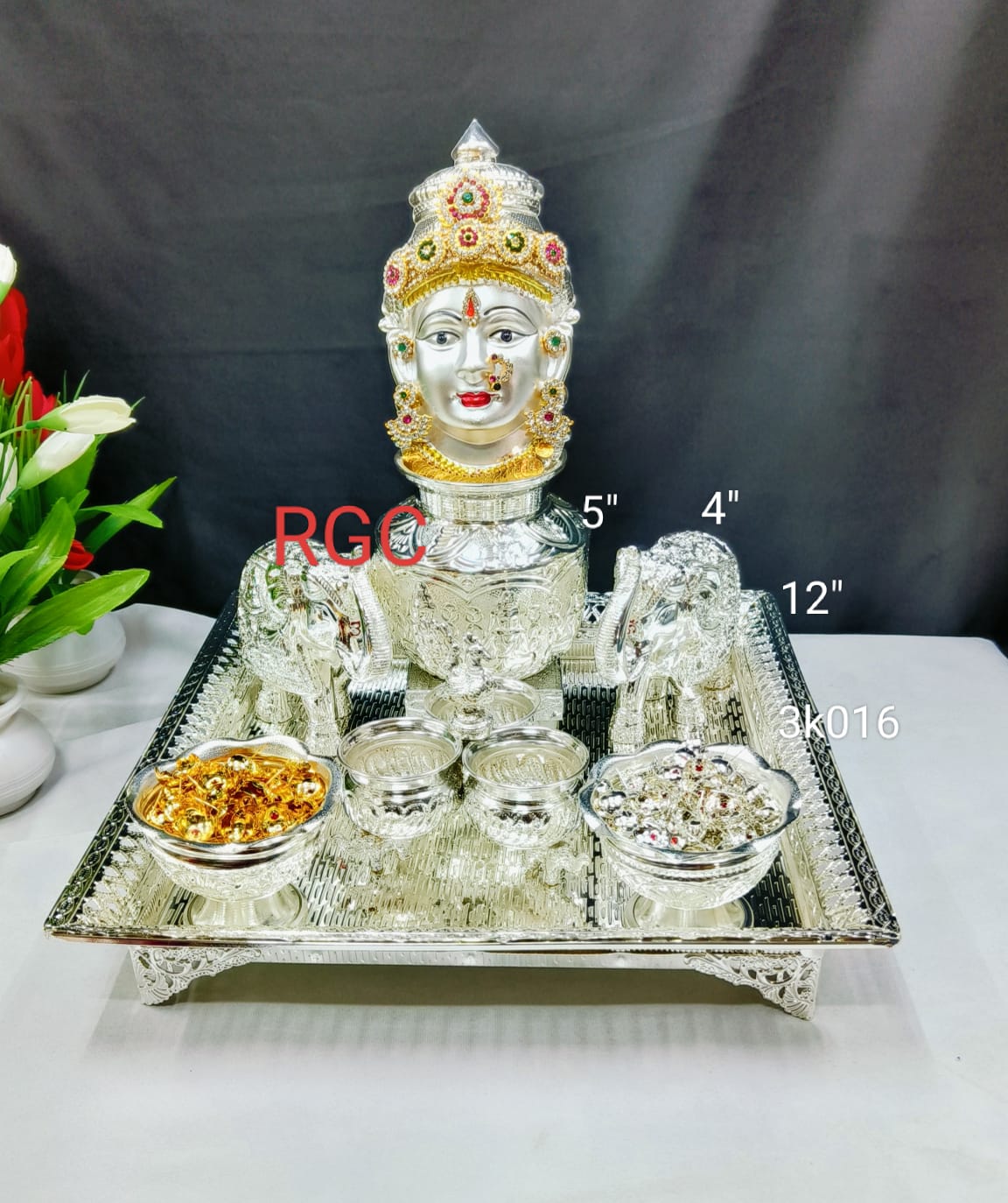 german silver full pooja thali set 10 pieces for housewarming pooja/ diwali