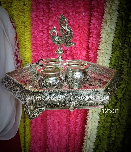 Ganesh urli plate/ bowl with peacock Kumkum bowls