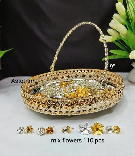 Astotaram 110 flowers with handle German silver basket