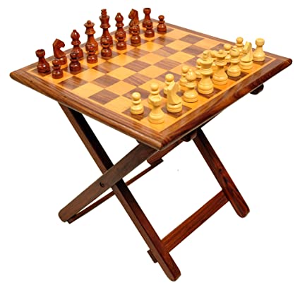 Sheesham Wood Handicrafts Wooden Chess Board with 32 Chessmen
