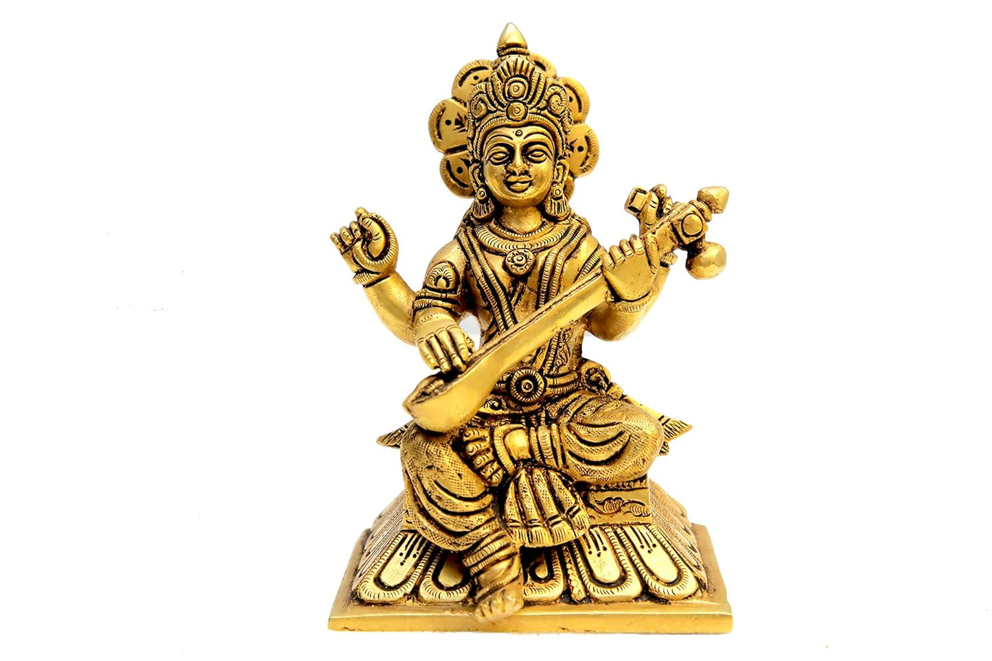 brass Maa Saraswathi 6" idol for temple/ gift item/ home decor