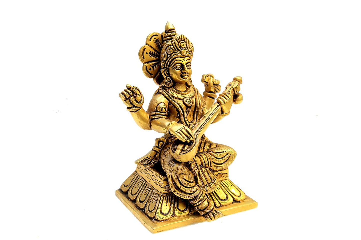 brass Maa Saraswathi 6" idol for temple/ gift item/ home decor