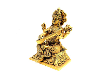 brass Maa Saraswathi 6" idol for temple/ gift item/ home decor