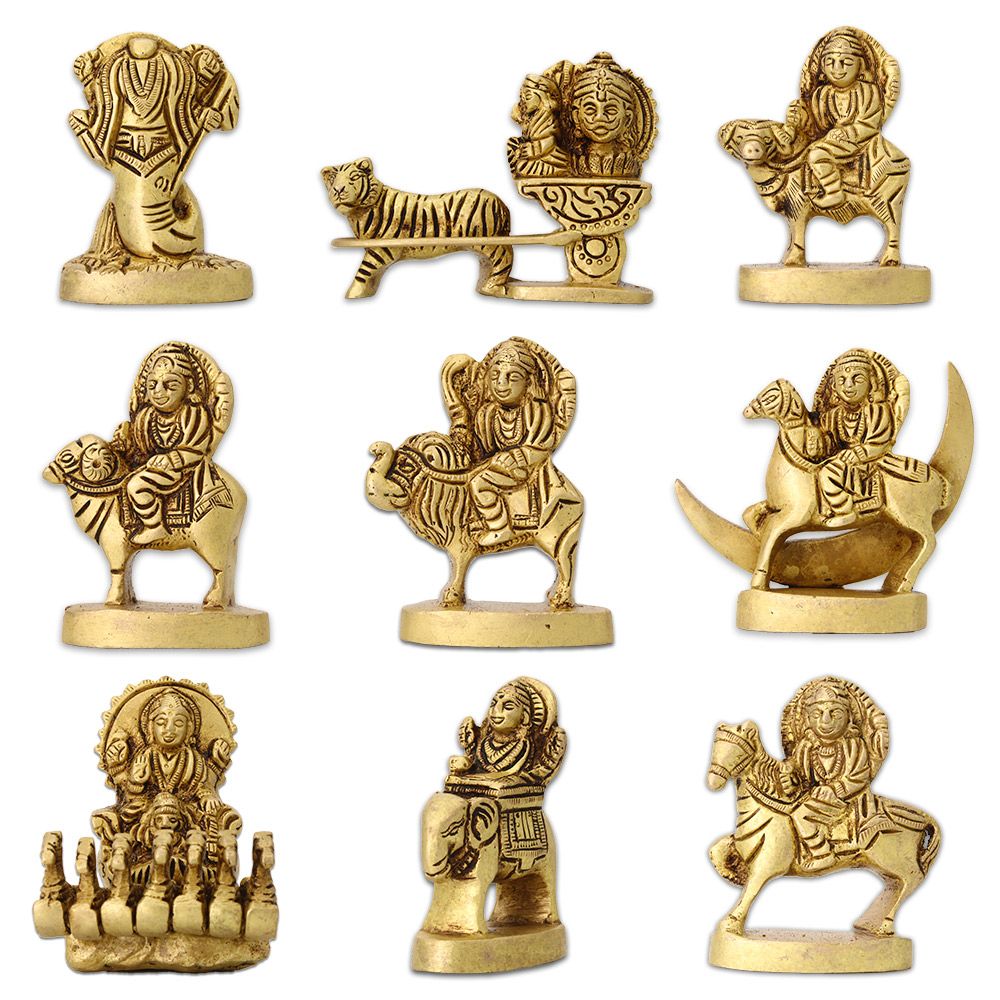 brass set of 9 Durga for temple/home