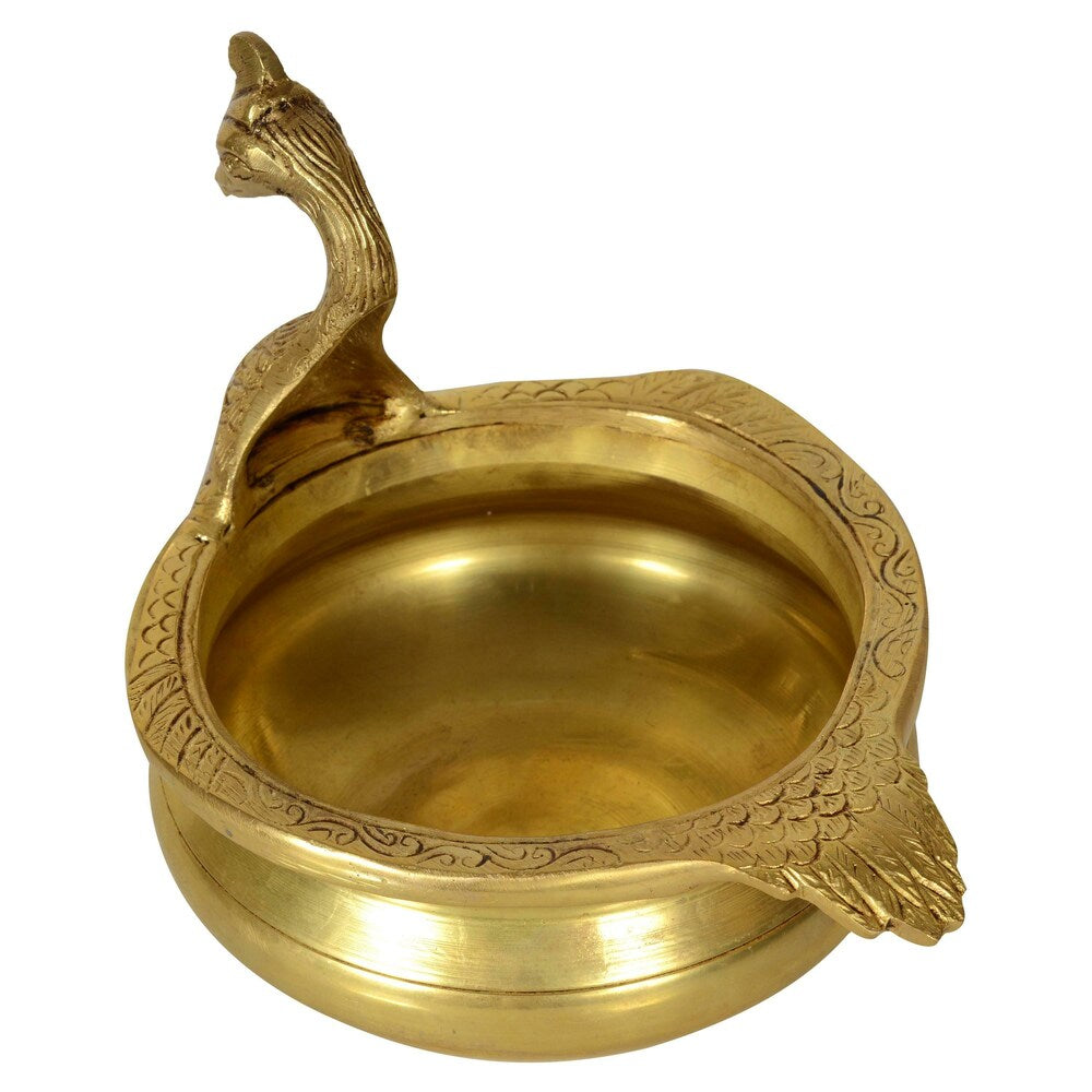 brass 6" peacock urli for home décor/gift item
