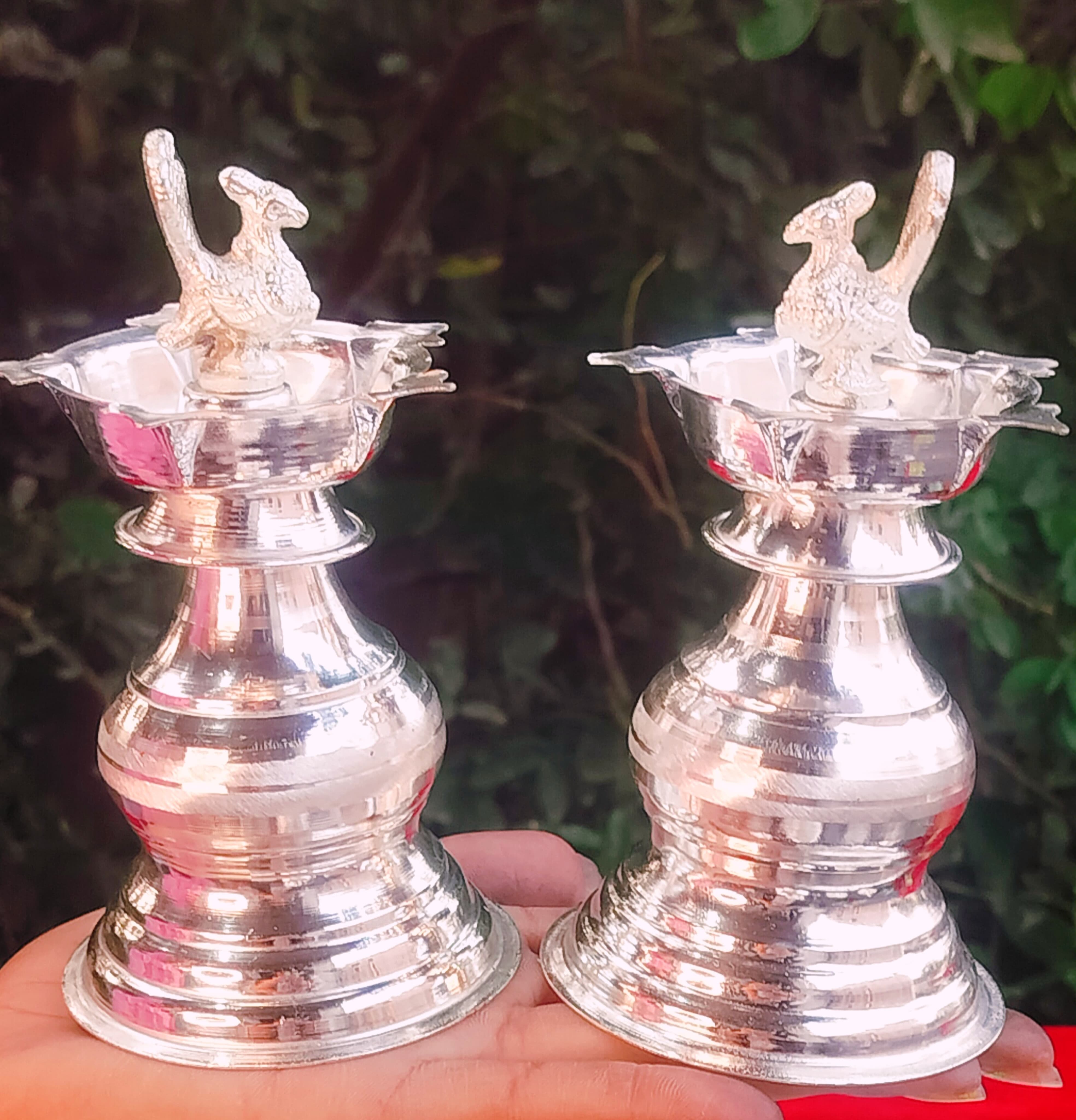 German Silver Combo Pooja thali Set of 9 Pieces Flower Tray Set