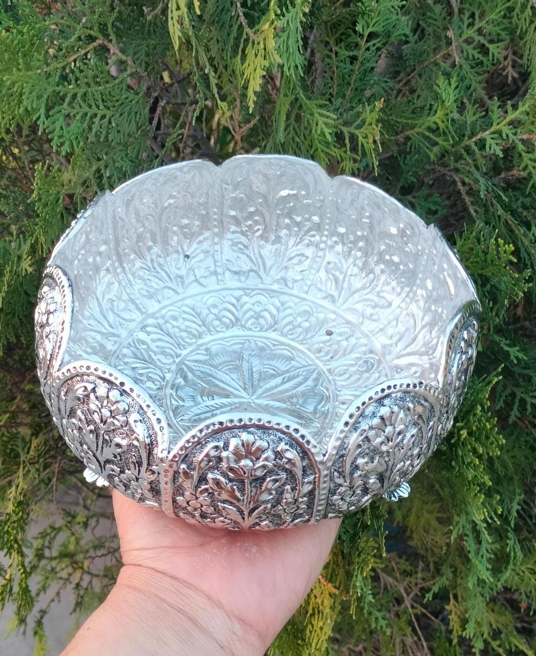 german silver lotus urli bowl for fruits/flower/home decor/gift item/festival