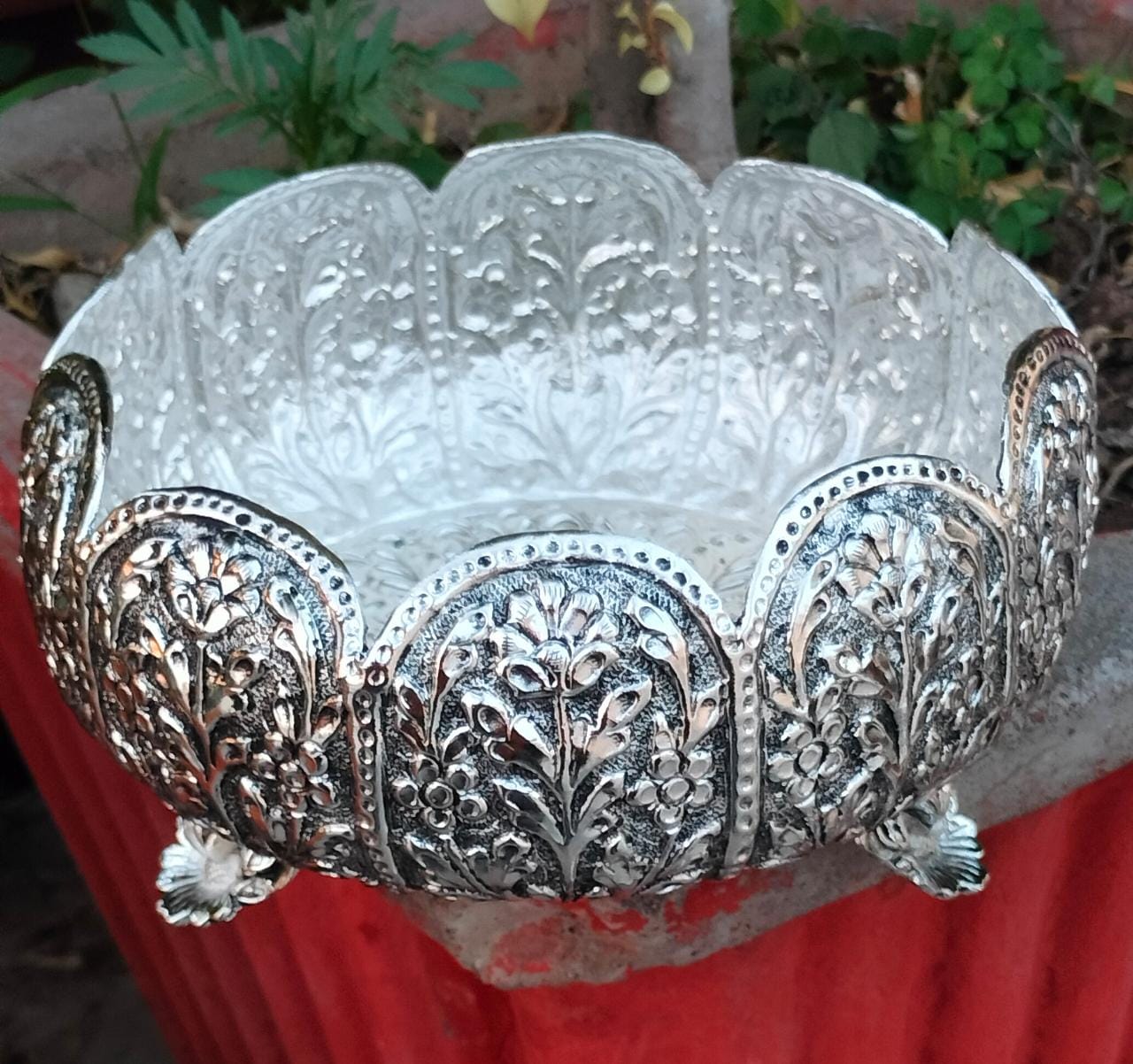 german silver lotus urli bowl for fruits/flower/home decor/gift item/festival