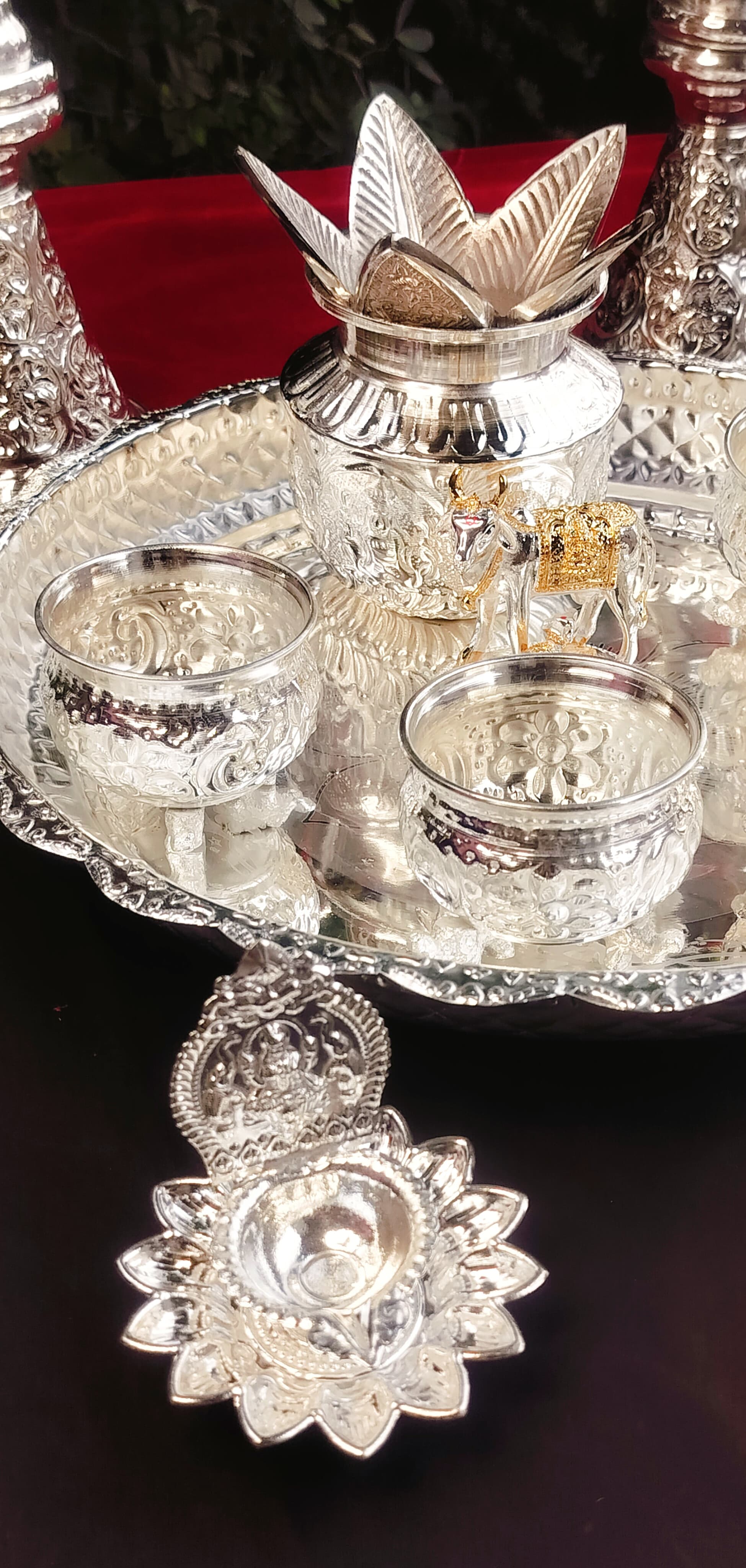 German Silver House Warming Pooja Combo Set of 12 Pieces
