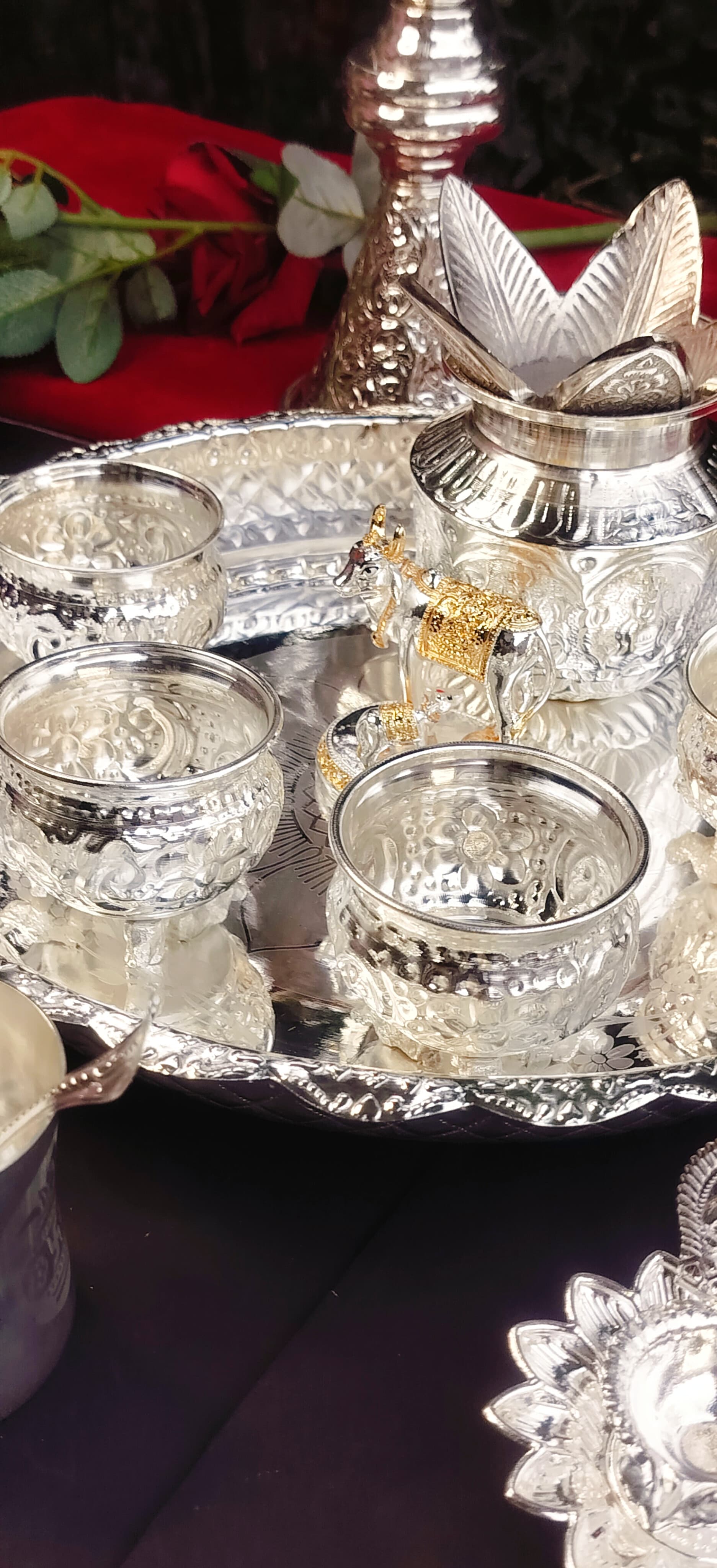 German Silver House Warming Pooja Combo Set of 12 Pieces