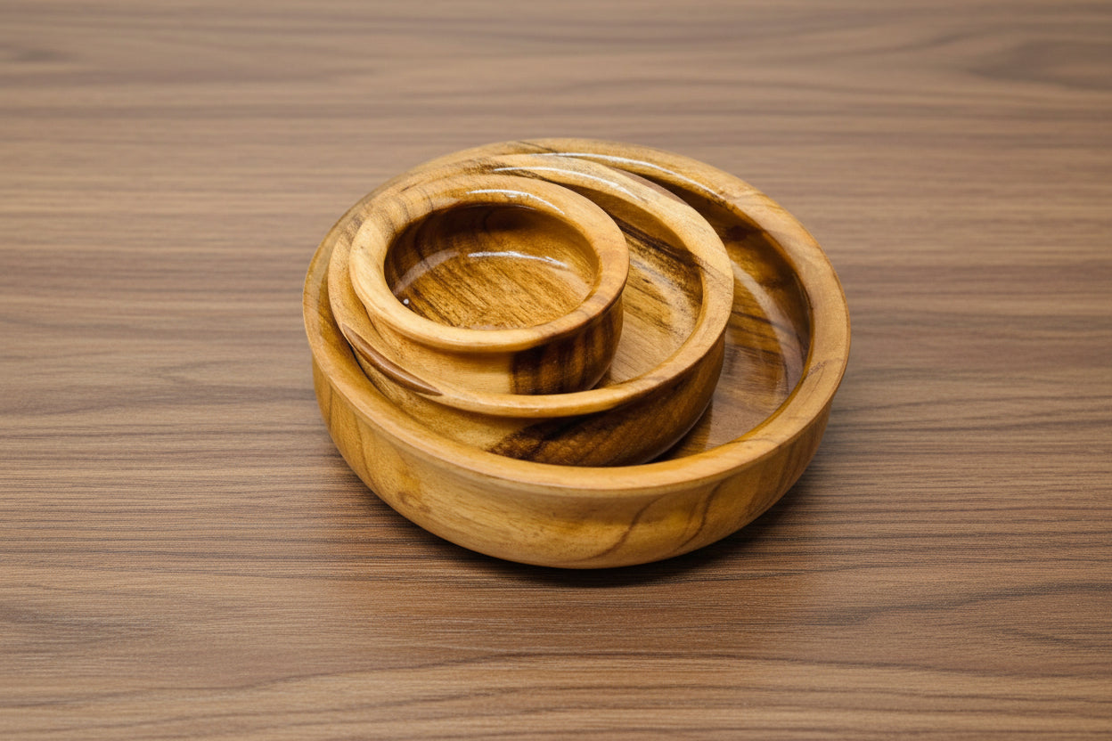 Handmade big Wooden Bowl Set of 3 – Rustic Kitchen & Dining Décor for Serving, Snacks