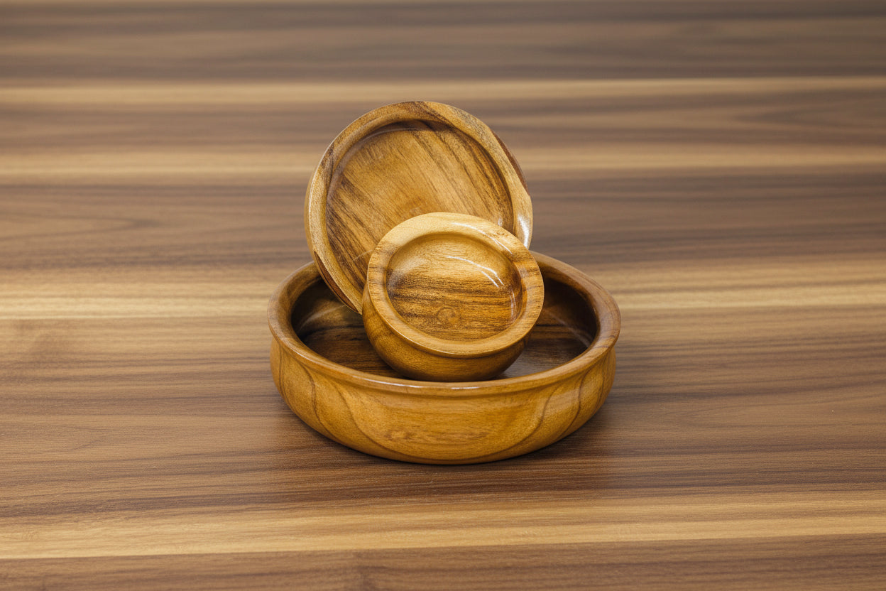 Handmade big Wooden Bowl Set of 3 – Rustic Kitchen & Dining Décor for Serving, Snacks