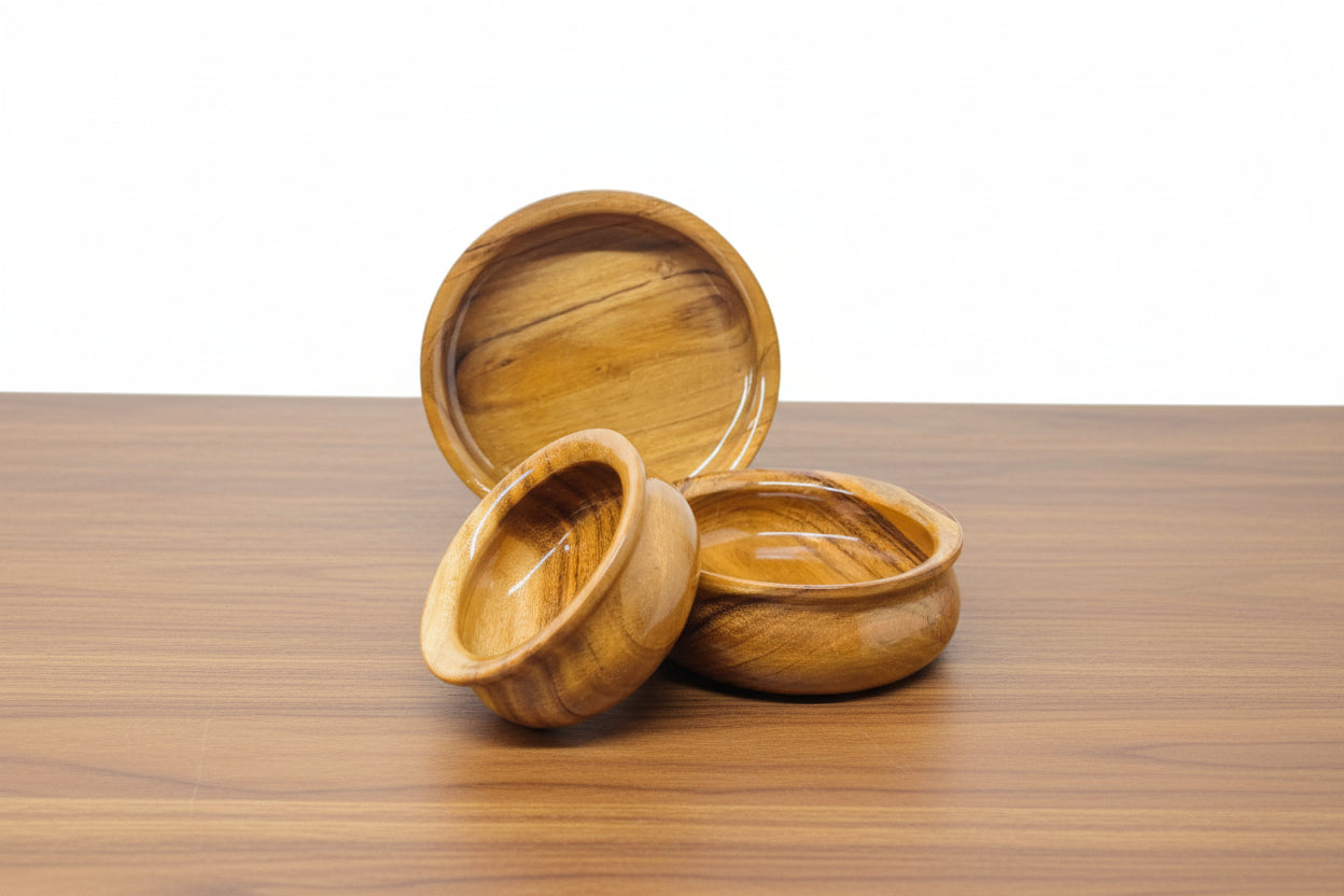 Handmade big Wooden Bowl Set of 3 – Rustic Kitchen & Dining Décor for Serving, Snacks