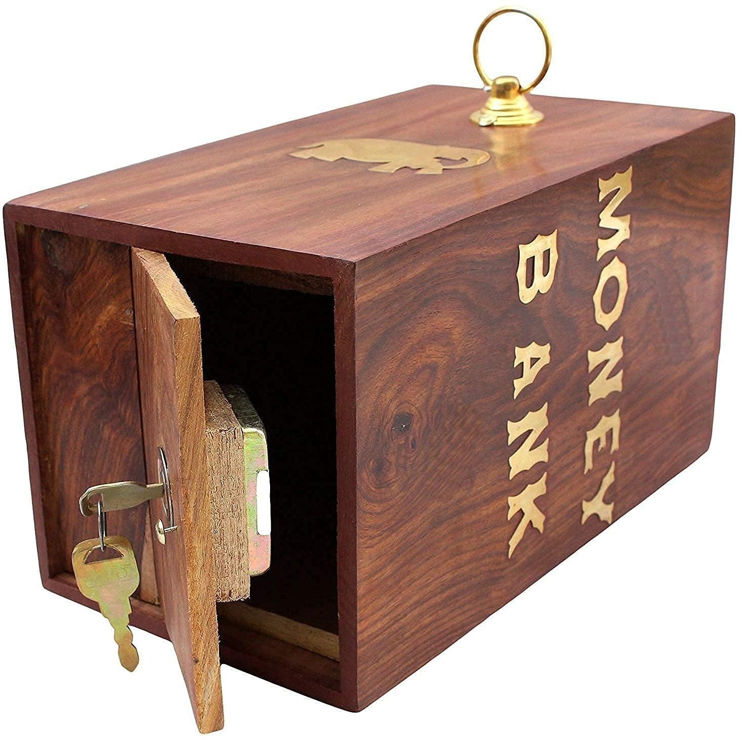 Handmade Wooden money Bank  – Ethnic Savings Box for Home Décor & Gifting gor kids