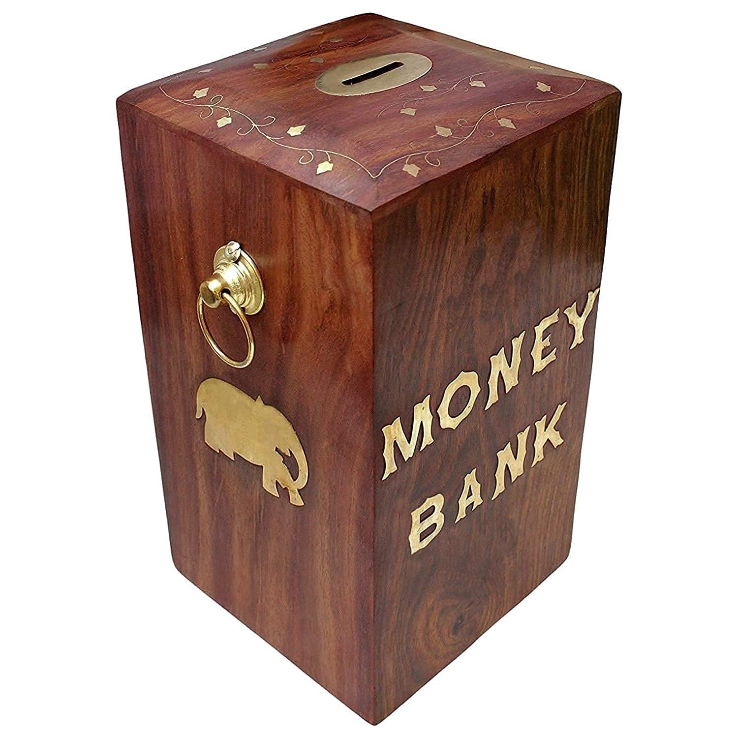 Handmade Wooden money Bank  – Ethnic Savings Box for Home Décor & Gifting gor kids