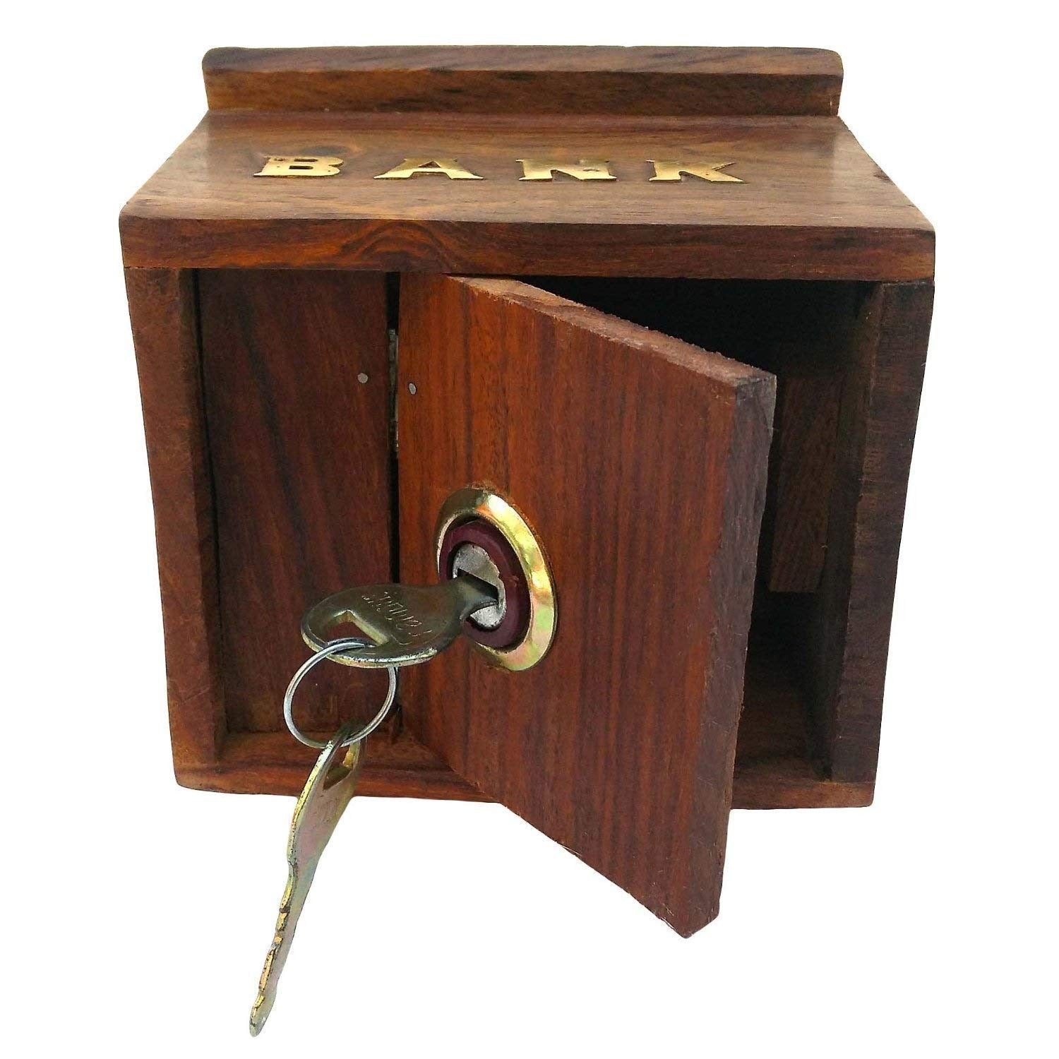 Handmade Wooden hut shape Bank – Ethnic Savings Box for Home Décor & Gifting, 5"