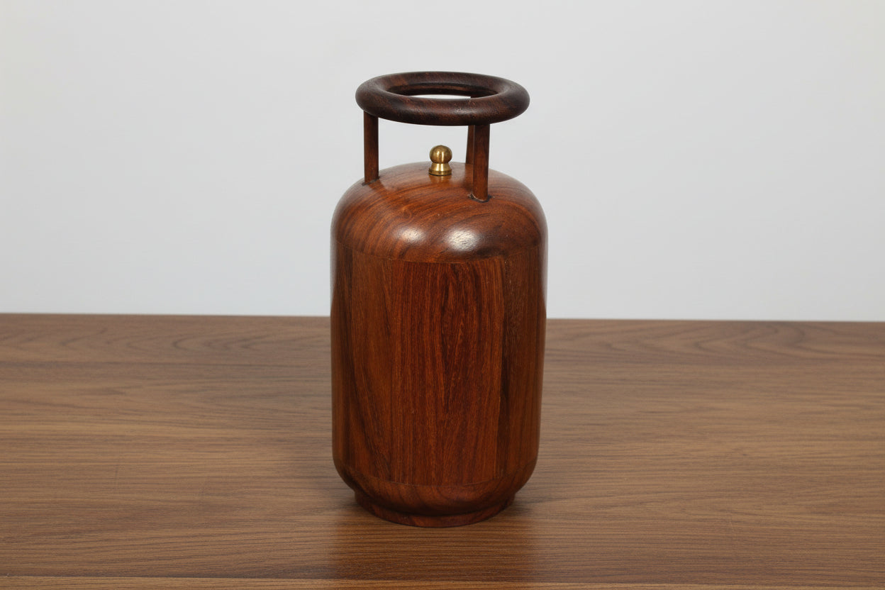Handmade Wooden cylinder shape Bank – Ethnic Savings Box for Home Décor & Gifting