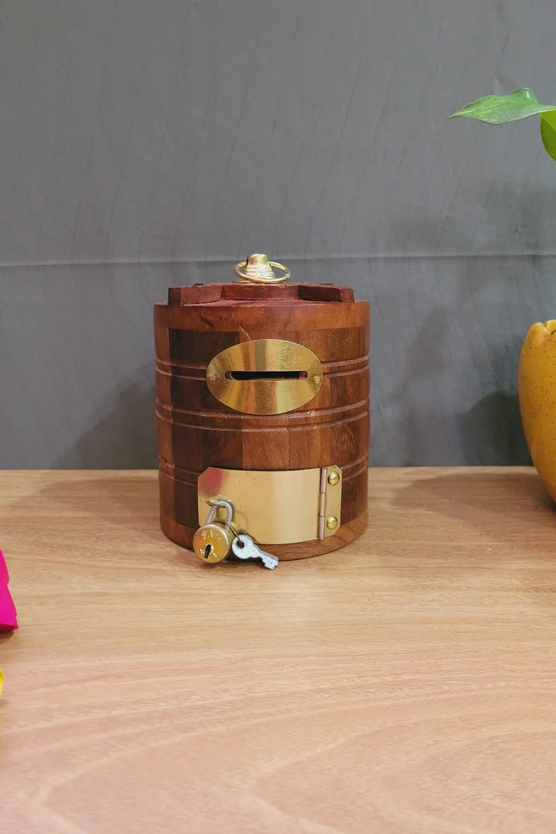 Handmade Wooden money Bank  – Ethnic Savings Box for Home Décor & Gifting